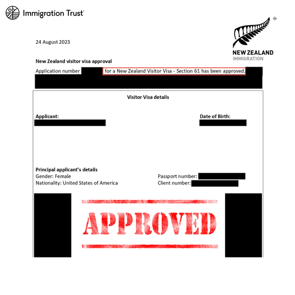 Successful Section 61, Visitor Visa, Immigration New Zealand, Immigration Trust