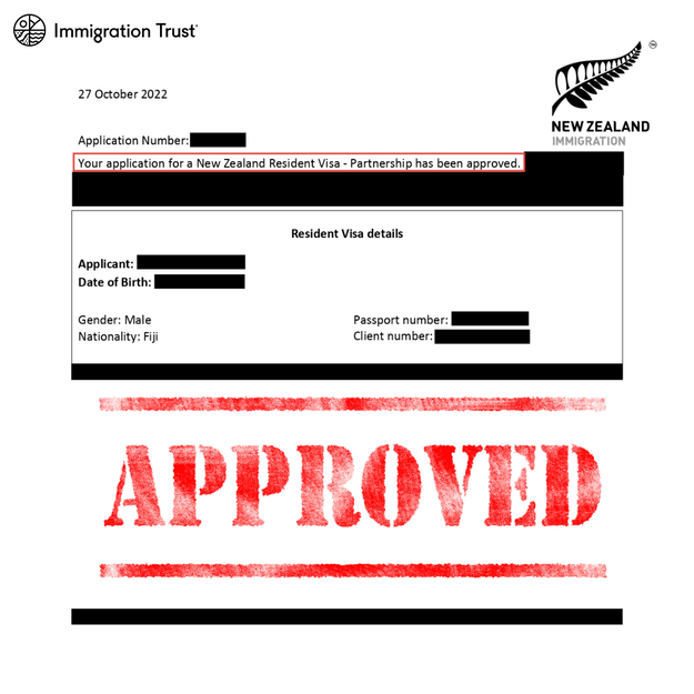 Successful Partnership Based Resident Visa, Immigration New Zealand, Immigration Trust
